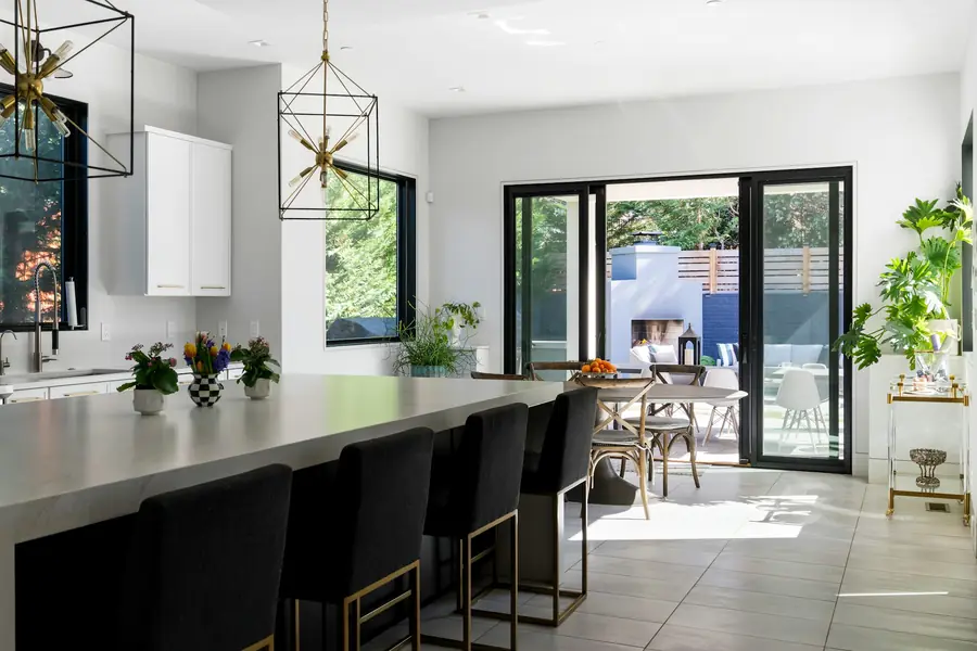 Modern kitchen with a large island and sink